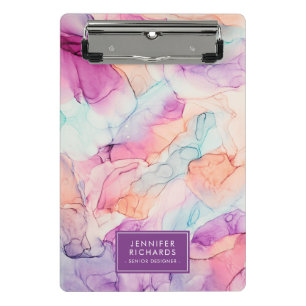 Pastel Colors Alcohol Ink Personalized Mini Clipboard