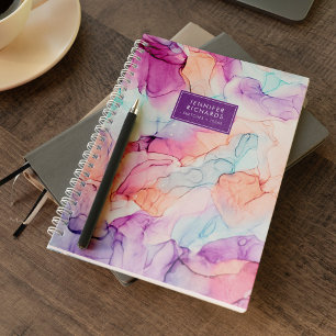 Pastel Colors Alcohol Ink Personalized Notebook