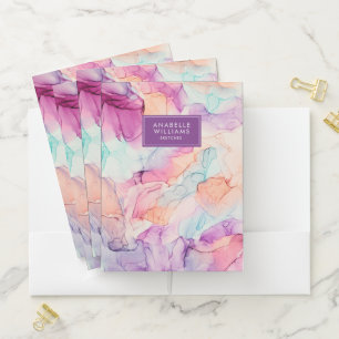Pastel Colors Alcohol Ink Personalized Pocket Folder