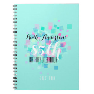 Pastel Colors Aqua 95th Birthday Party Guest Book