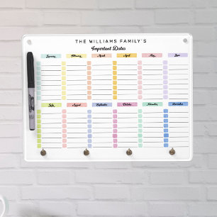 Pastel Colors Birthday Calendar Dry Erase Board
