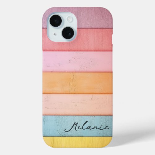 Pastel Colors Block Modern Stripes iPhone 15 Case
