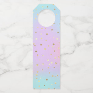 Pastel Colors Blue Pink Purple Small Bright Golden Bottle Hanger Tag