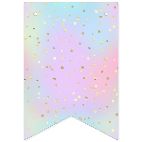 Pastel Colors Blue Pink Purple Small Bright Golden Bunting Flags