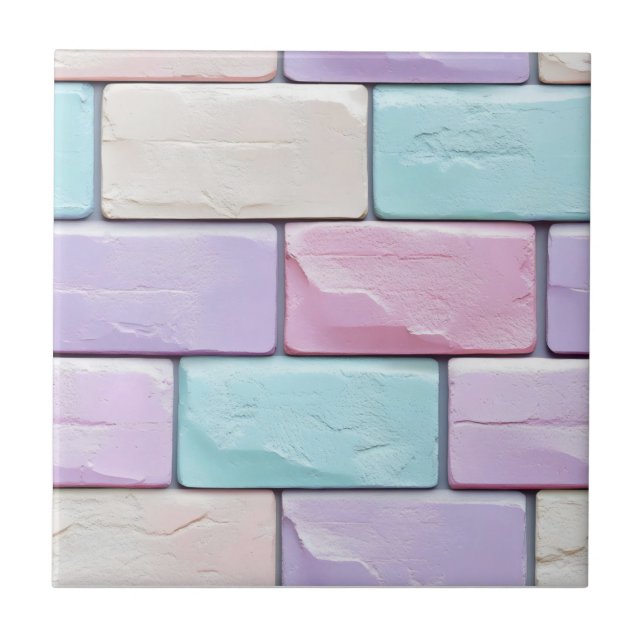 Pastel Colors Brick Pattern Ceramic Tile (Front)