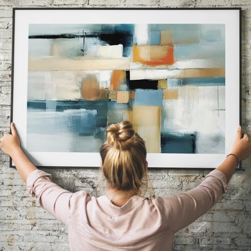 Pastel colors brushstrokes abstract geometric art poster