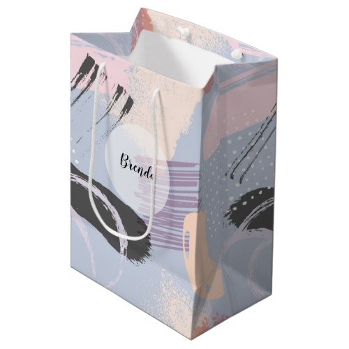 Pastel colors brushstrokes collage pattern medium gift bag
