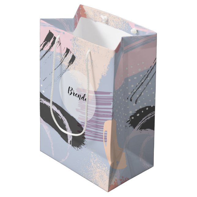 Pastel colors brushstrokes collage pattern medium gift bag (Front Angled)