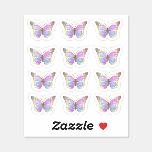 pastel colors butterflies sticker