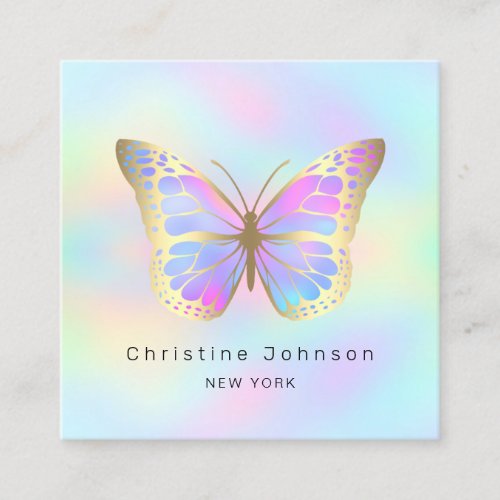 pastel colors butterfly square business card