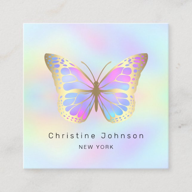 pastel colors butterfly square business card (Front)