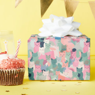 Pastel Colors Cat Camouflage Wrapping Paper