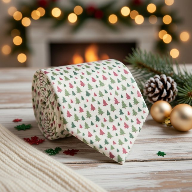 Pastel Colors Christmas Trees Neck Tie (Creator Uploaded)