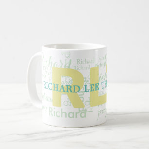 pastel colors clear light monogram coffee mug
