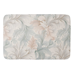 Pastel colors delicate ornamental floral motifs bath mat