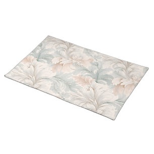 Pastel colors delicate ornamental floral motifs cloth placemat
