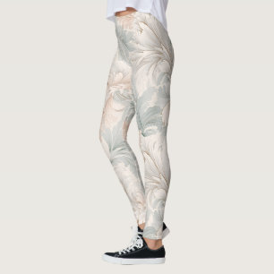 Pastel colors delicate ornamental floral motifs leggings