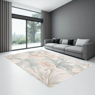 Pastel colors delicate ornamental floral motifs rug