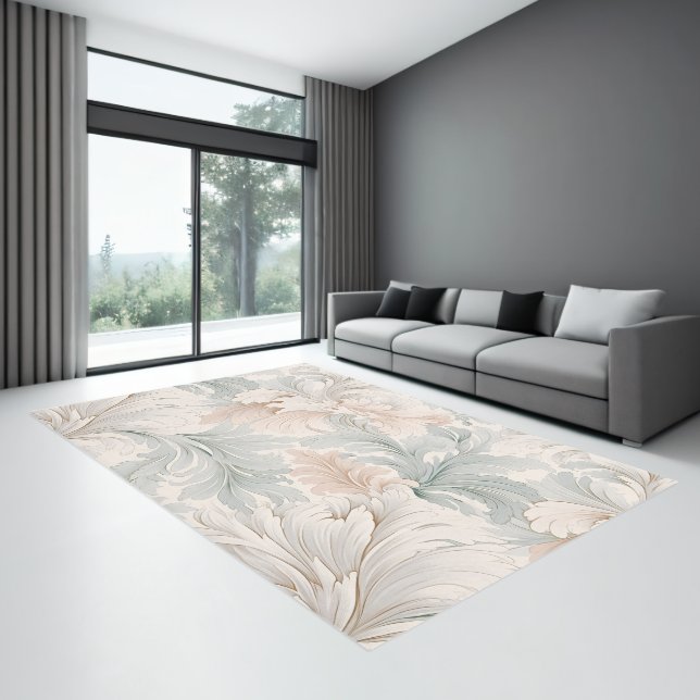 Pastel colors delicate ornamental floral motifs rug (Insitu (Indoor 3))