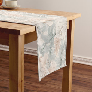 Pastel colors delicate ornamental floral motifs short table runner