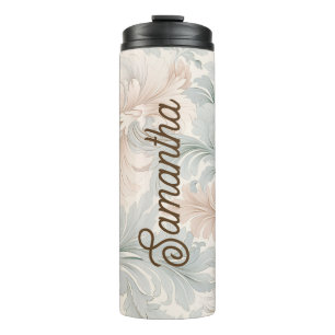 Pastel colors delicate ornamental floral motifs thermal tumbler