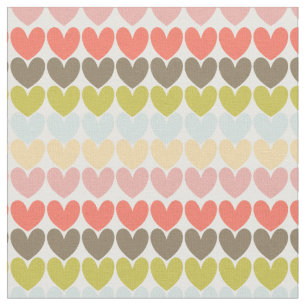 Pastel Colors Ditsy Love Hearts Patterned Design Fabric