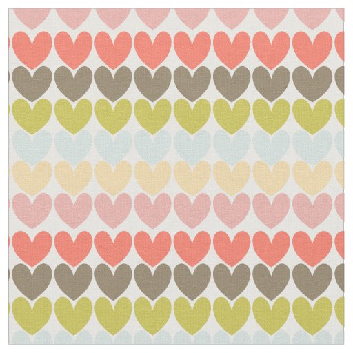 Pastel Colors Ditsy Love Hearts Patterned Design Fabric
