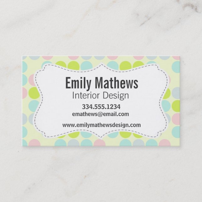 Pastel Colors, Dot Pattern Business Card (Front)