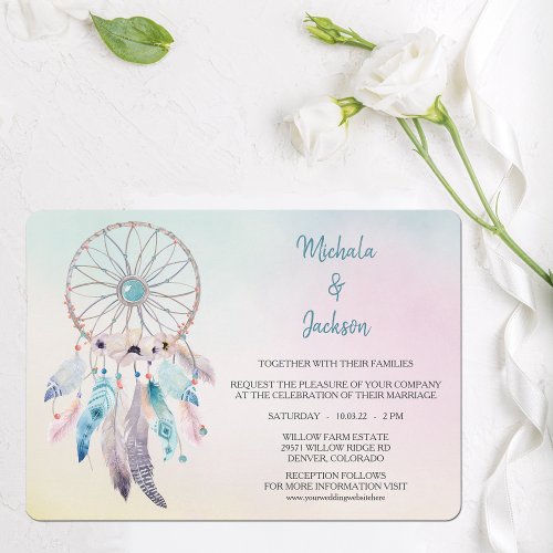 Pastel Colors Dreamcatcher Wedding Invitation