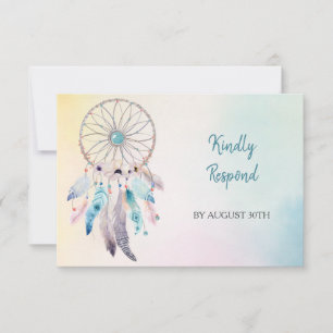 Pastel Colors Dreamcatcher Wedding Menu RSVP