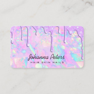 pastel colors dripping purple business card