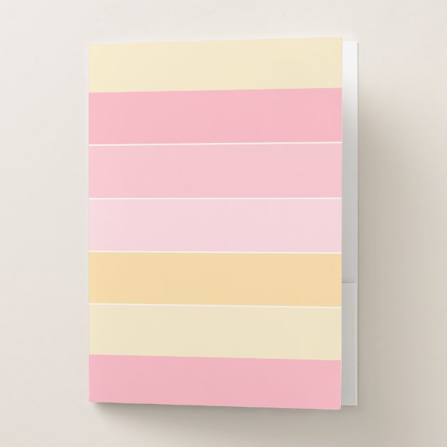 Pastel Colors Elegant Modern Striped Template Pocket Folder (Front)