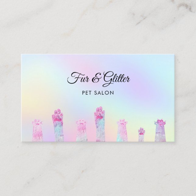 pastel colors fabulous furry paws business card (Front)