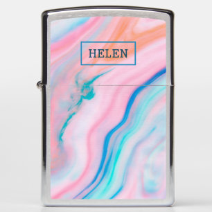 Pastel colors faux agate-alike marble stone zippo lighter