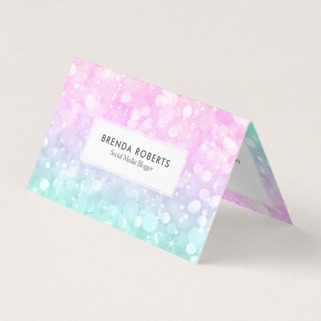 Pastel Colors Faux Bokeh Glitter Business Card (Front)