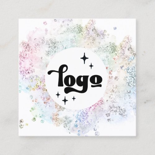 pastel colors faux chunky glitter square business card
