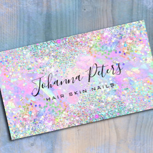 pastel colors faux glitter abstract opal design  business card