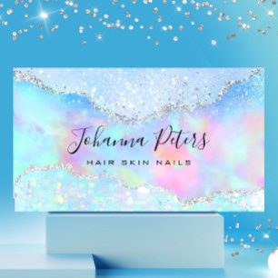 pastel colors faux glitter business card