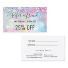 pastel colors faux glitter opal referral card