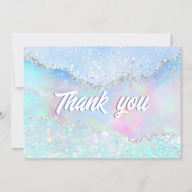 pastel colors faux glitter Thank you card (Front)