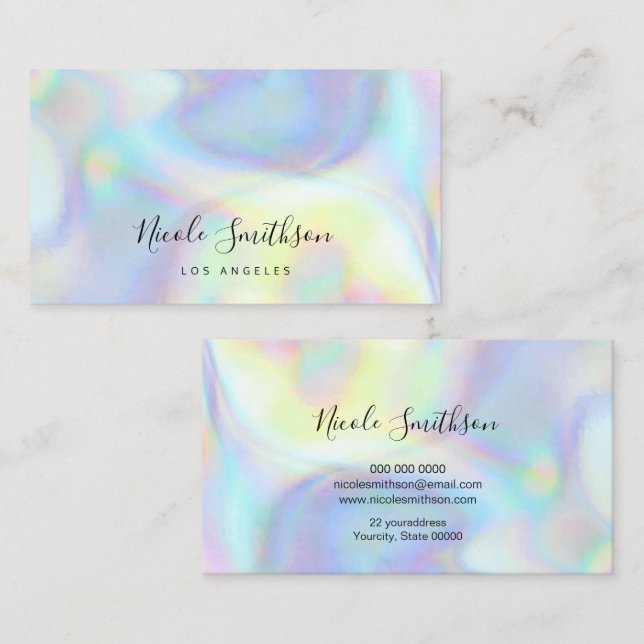 pastel colors faux holograph business card (Front/Back)