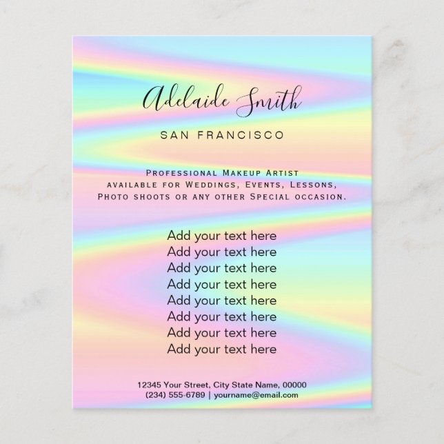 pastel colors FAUX holograph Flyer (Front)