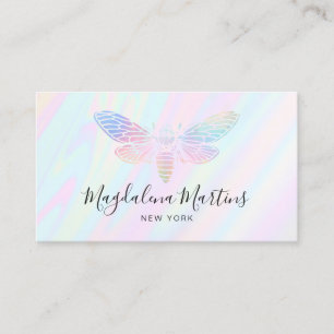 pastel colors FAUX holographic effect bug logo Business Card