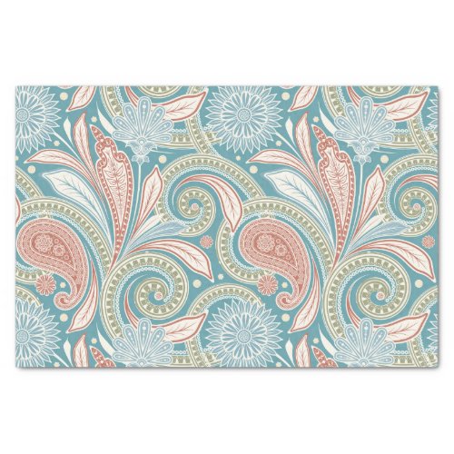 Pastel colors floral vintage paisley tissue paper