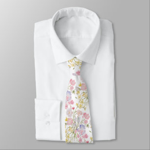 pastel colors flowers neck tie