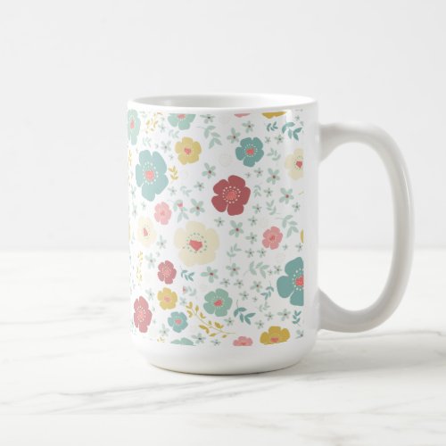 Pastel Colors Flowers Pattern Coffee Mug