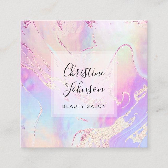 pastel colors fluid marble square business card (Front)
