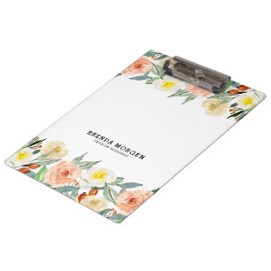 Pastel Colors Garden Flowers Border Clipboard
