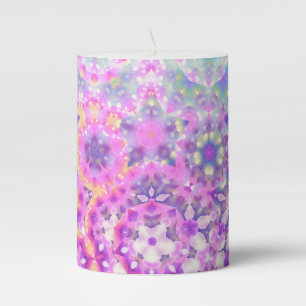 Pastel Colors Geometric Abstract Pattern Pillar Candle