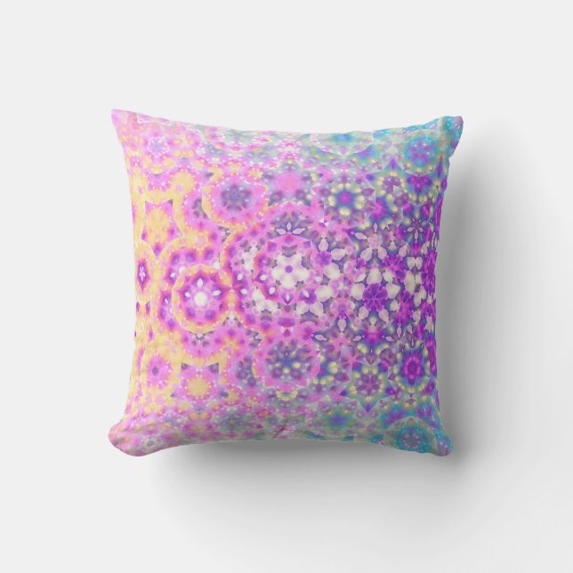 Pastel Colors Geometric Abstract Pattern Throw Pillow (Front)
